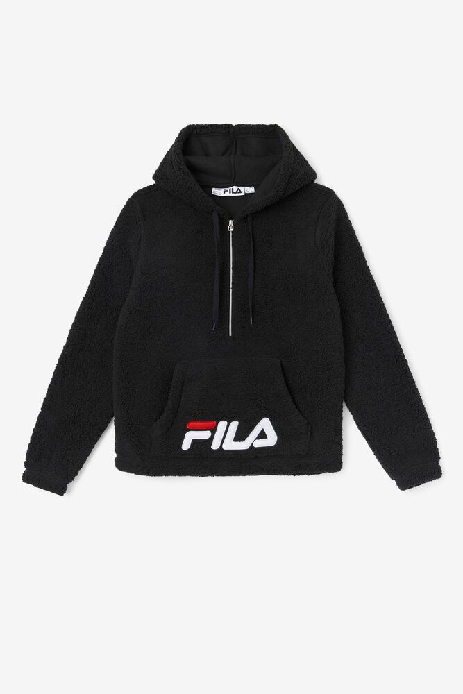 Fila Hoodie Womens Black Cozy Up Half Zip Sherpa Jacket - Ireland 06824-IQXT